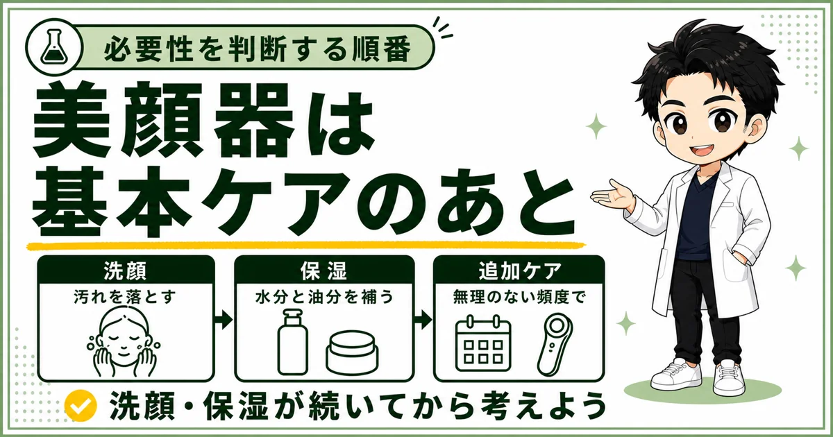 美顔器は洗顔と保湿の基本ケアが続いてから判断する
