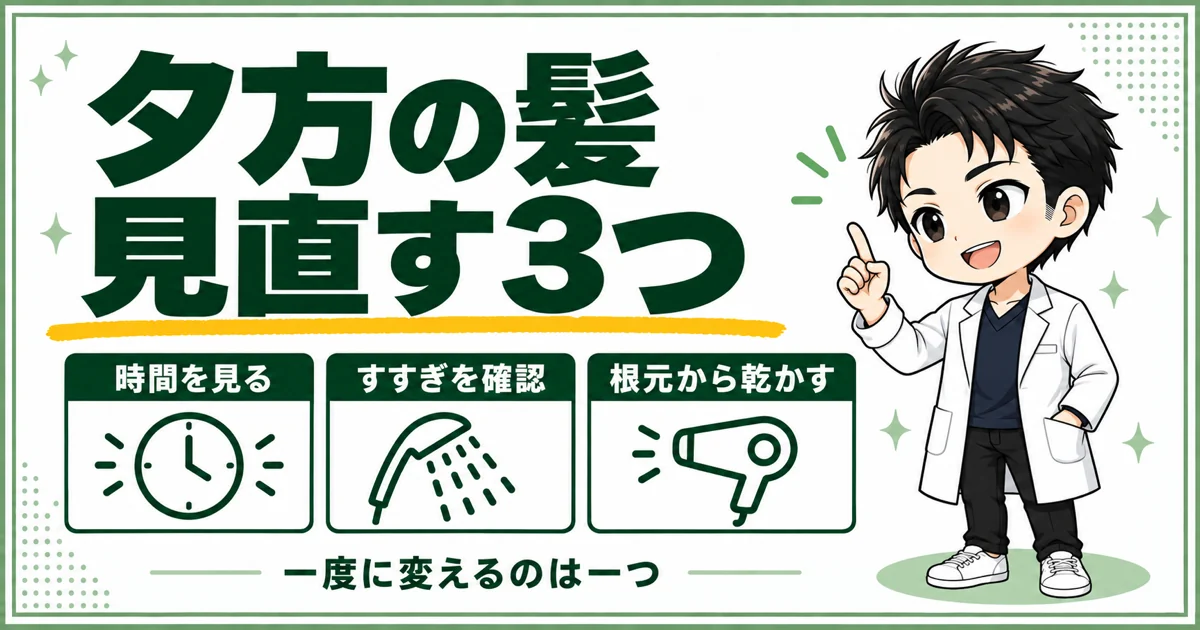 夕方の髪が気になるときに時間・すすぎ・根元からの乾かし方を確認する3つの手