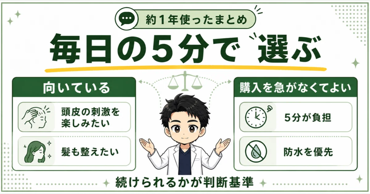スタイルエレブラシが向いている人と購入を急がなくてよい人を毎日の5分から判断するまとめ図解